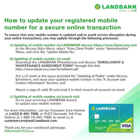 LandBank calls on clients to update registered mobile number for .